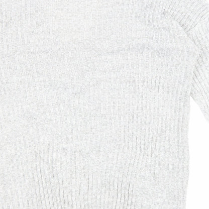 Pep&Co Womens Grey V-Neck Acrylic Pullover Jumper Size 12