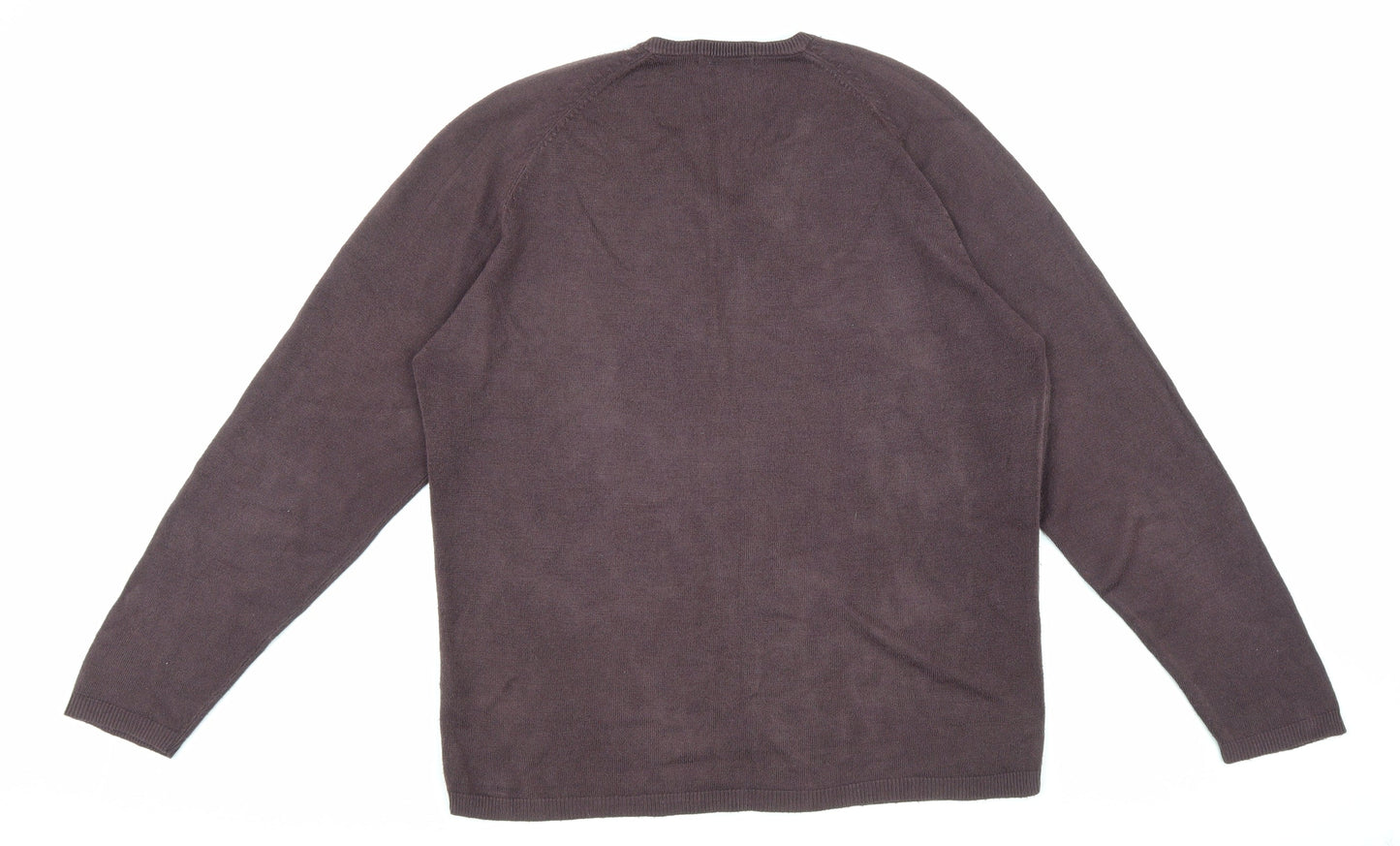 Marks and Spencer Mens Purple V-Neck Acrylic Pullover Jumper Size S