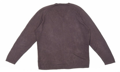 Marks & Spencer Mens Purple V-Neck Acrylic Pullover Jumper Size S