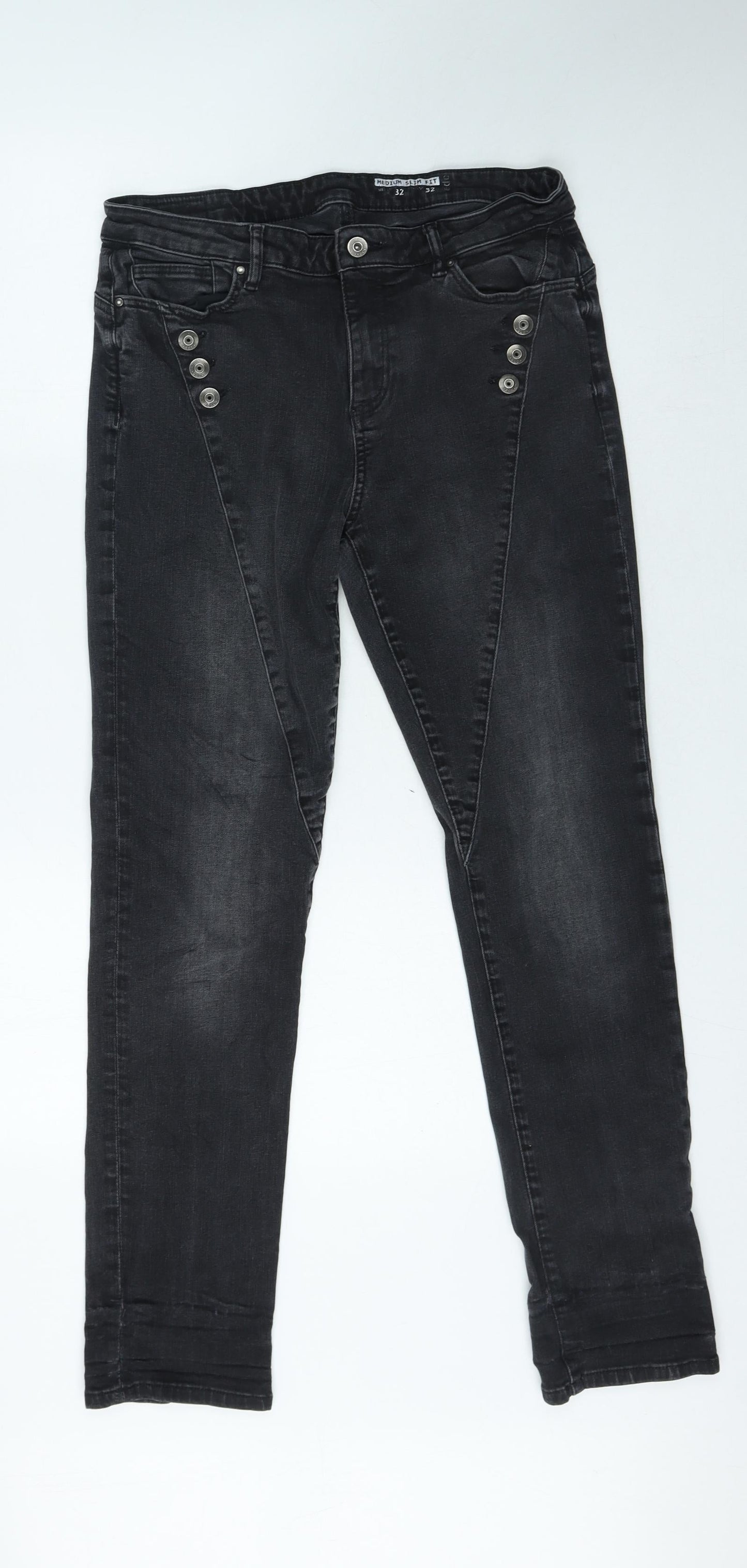 Preworn Womens Black Cotton Skinny Jeans Size 4 L30 in Slim Zip
