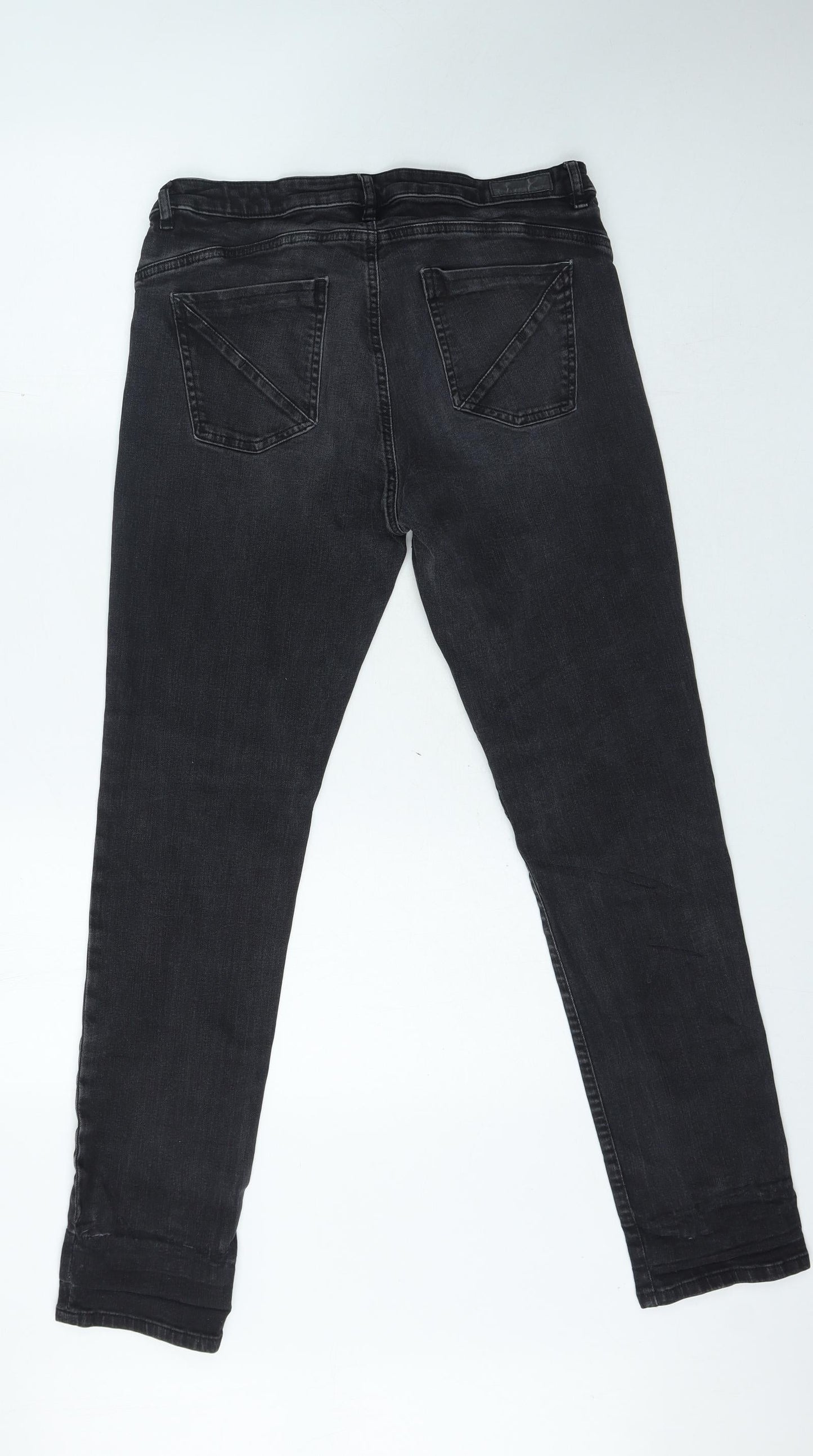 Preworn Womens Black Cotton Skinny Jeans Size 4 L30 in Slim Zip