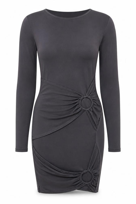 PRETTYLITTLETHING Womens Grey Polyester Bodycon Size 8 Round Neck Pullover