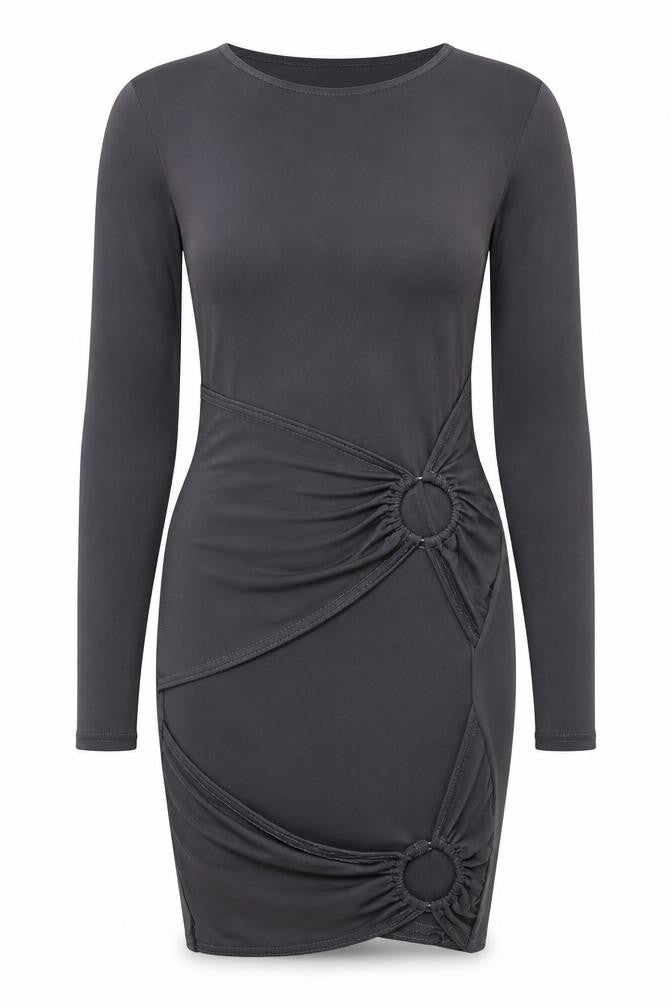PRETTYLITTLETHING Womens Grey Polyester Bodycon Size 8 Round Neck Pullover