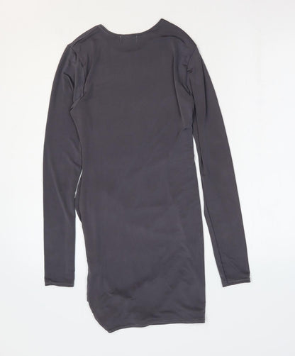PRETTYLITTLETHING Womens Grey Polyester Bodycon Size 8 Round Neck Pullover