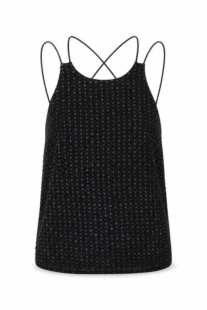 Next Womens Black Polyester Camisole Blouse Size 10 Round Neck - Cross Back detail