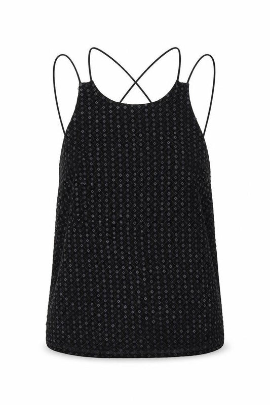 NEXT Womens Black Polyester Camisole Blouse Size 10 Round Neck - Cross Back detail