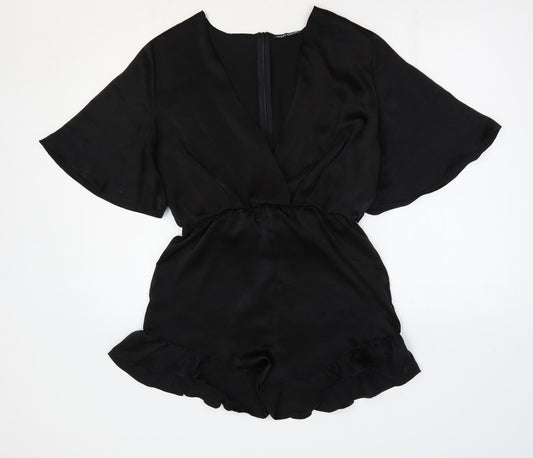 Missy Empire Womens Black Polyester Playsuit One-Piece Size S Zip