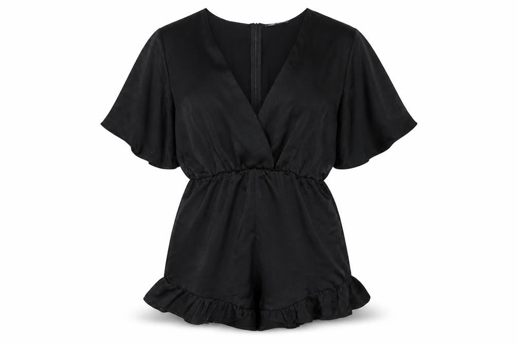 Missy Empire Womens Black Polyester Playsuit One-Piece Size S Zip