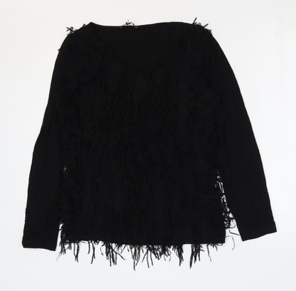 Yest Womens Black Viscose Basic Blouse Size 8 Round Neck