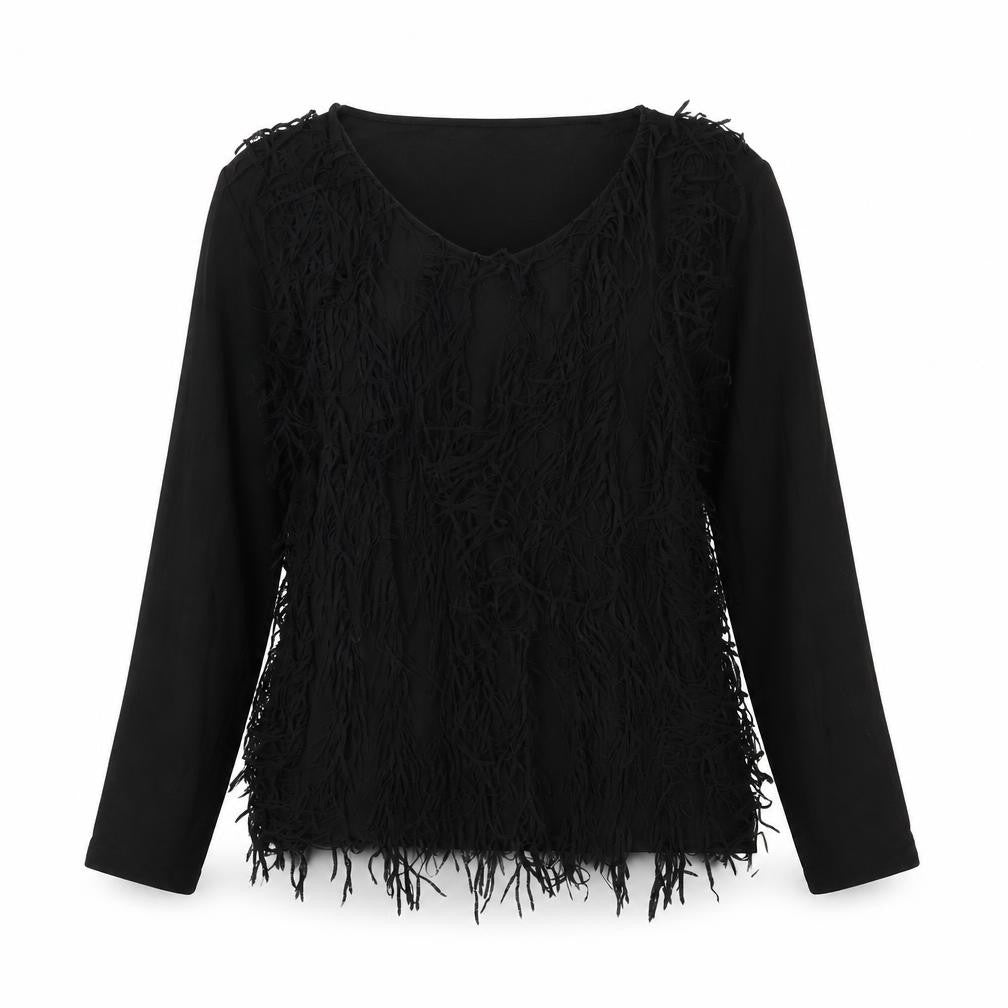 Yest Womens Black Viscose Basic Blouse Size 8 Round Neck