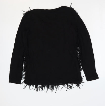 Yest Womens Black Viscose Basic Blouse Size 8 Round Neck