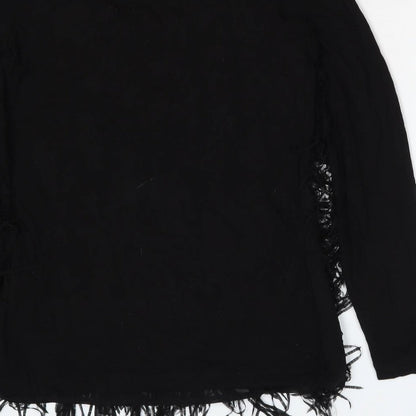Yest Womens Black Viscose Basic Blouse Size 8 Round Neck