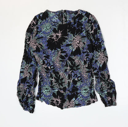Marks & Spencer Womens Multicoloured Geometric Viscose Basic Blouse Size 8 Round Neck