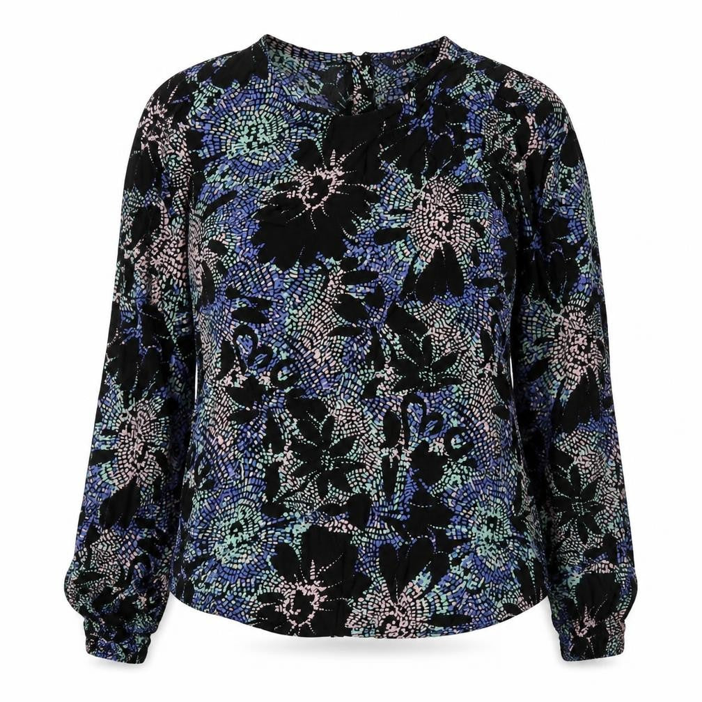 Marks & Spencer Womens Multicoloured Geometric Viscose Basic Blouse Size 8 Round Neck