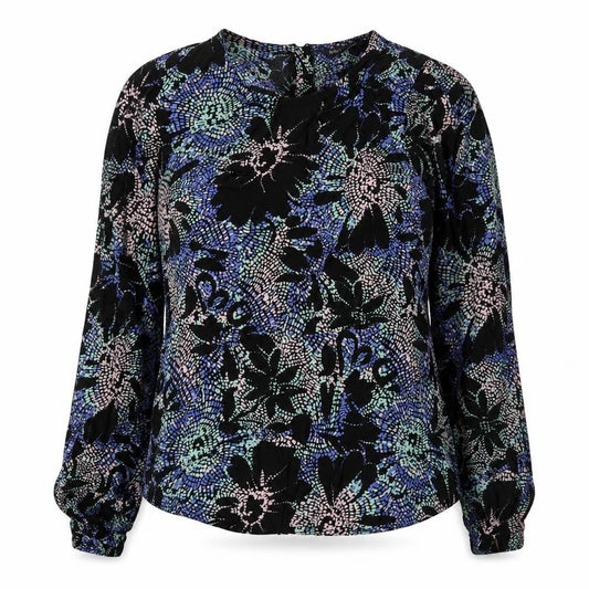 Marks and Spencer Womens Multicoloured Geometric Viscose Basic Blouse Size 8 Round Neck