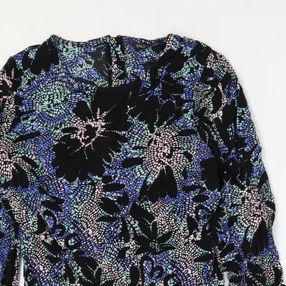 Marks & Spencer Womens Multicoloured Geometric Viscose Basic Blouse Size 8 Round Neck