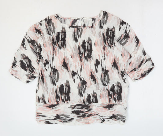 Soya Concept Womens Pink Geometric Viscose Basic T-Shirt Size XS Round Neck