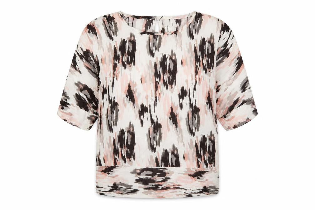 Soya Concept Womens Pink Geometric Viscose Basic T-Shirt Size XS Round Neck