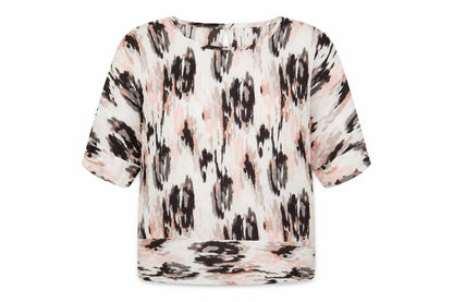 Soya Concept Womens Pink Geometric Viscose Basic T-Shirt Size XS Round Neck
