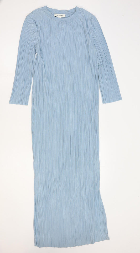 Autrograph Womens Blue Polyester A-Line Size 6 Round Neck Pullover