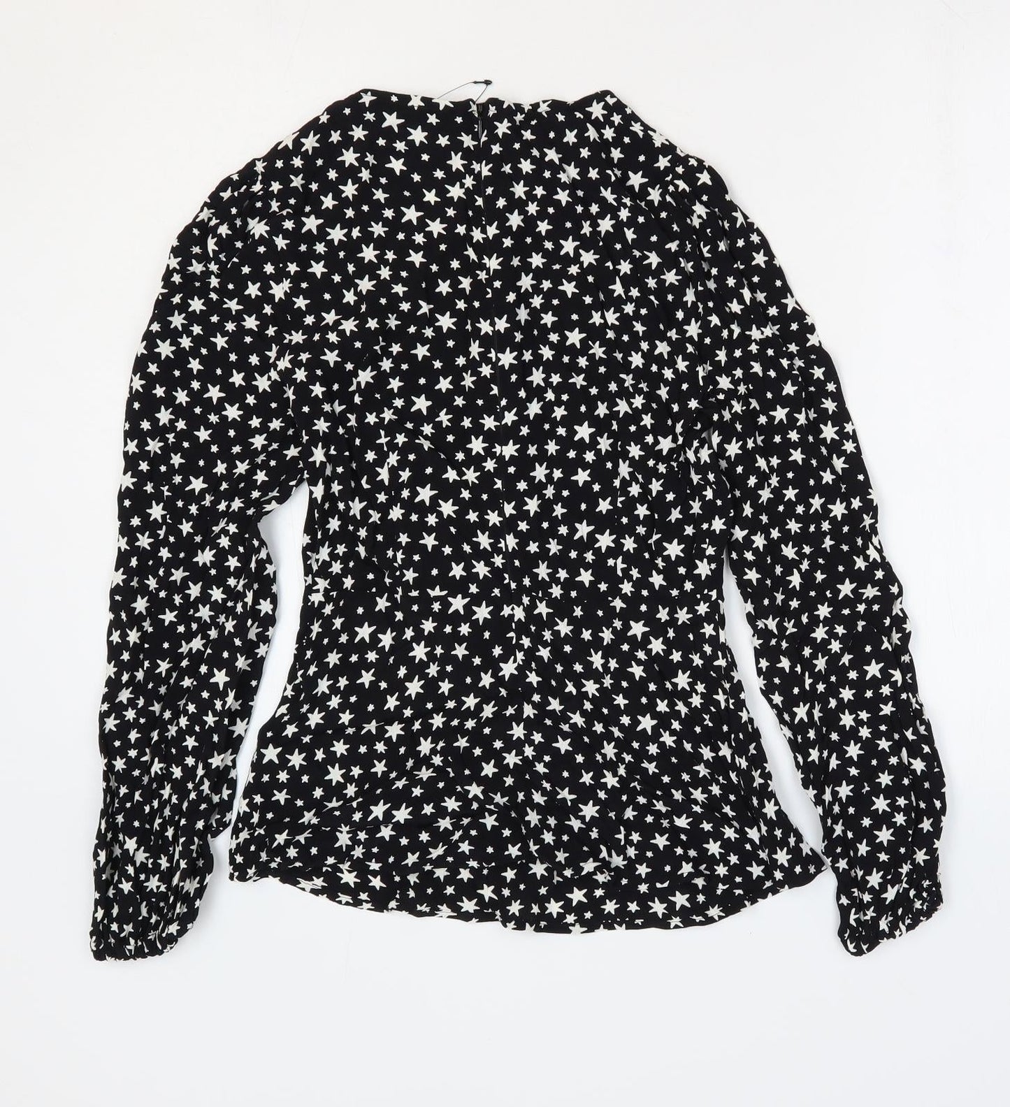 Marks and Spencer Womens Beige Geometric Viscose Basic Blouse Size 6 Round Neck - Star Print