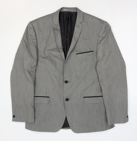 Red Herring Mens Grey Polyester Jacket Suit Jacket Size 42