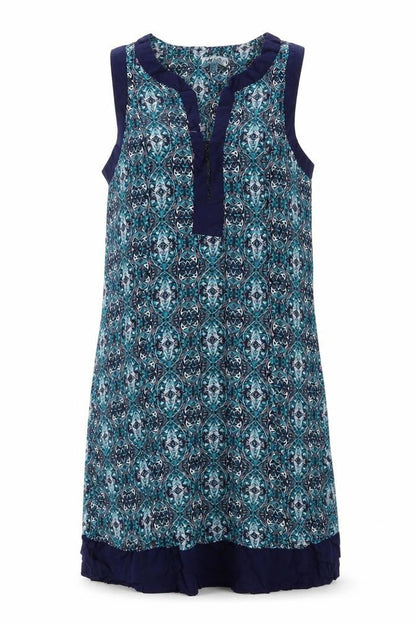 Apricot Womens Blue Geometric Viscose Shift Size 10 V-Neck Pullover