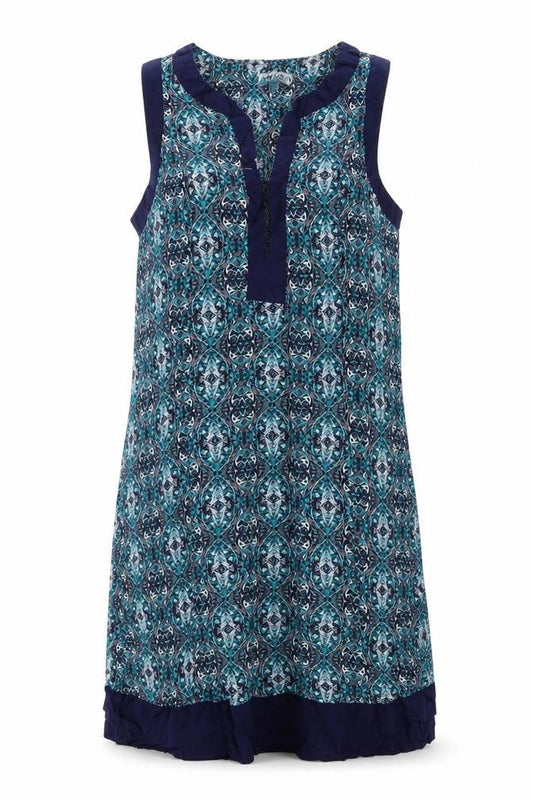 Apricot Womens Blue Geometric Viscose Shift Size 10 V-Neck Pullover