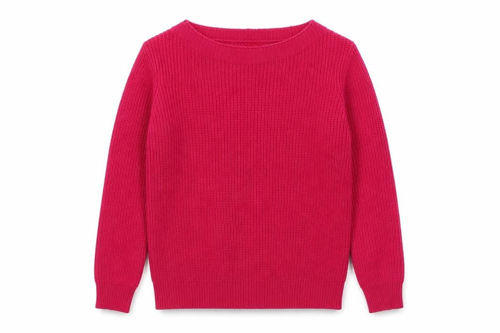 Tru Womens Pink Boat Neck Acrylic Pullover Jumper Size S