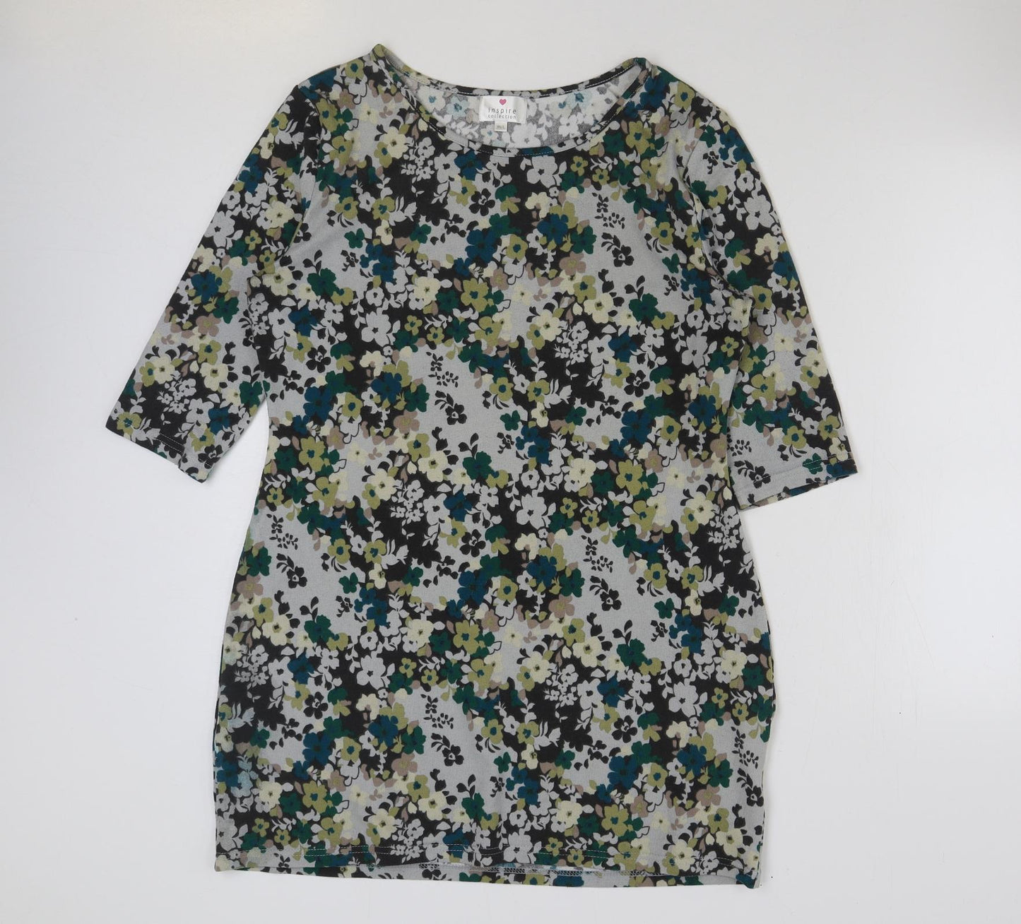 Inspire Womens Multicoloured Floral Polyester Tunic T-Shirt Size M Round Neck