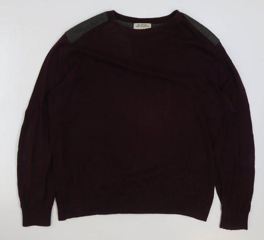 Burton Mens Red Round Neck Acrylic Pullover Jumper Size XL