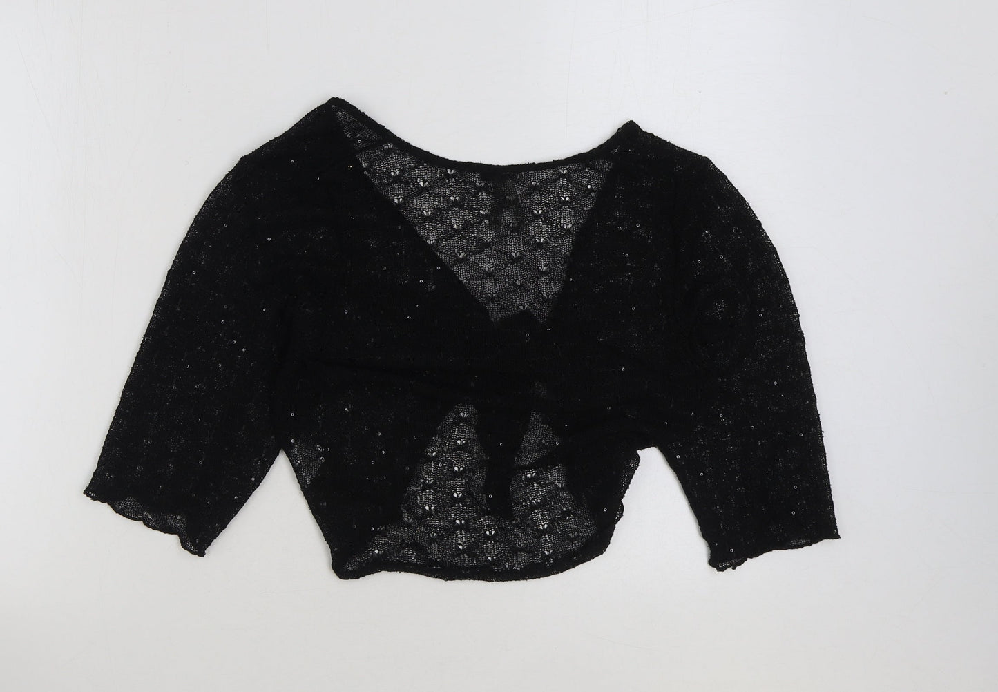 INTUITION Womens Black V-Neck Polyester Cardigan Jumper Size M