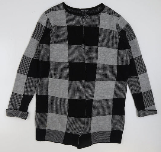 Select Womens Multicoloured V-Neck Check Acrylic Cardigan Jumper Size 16