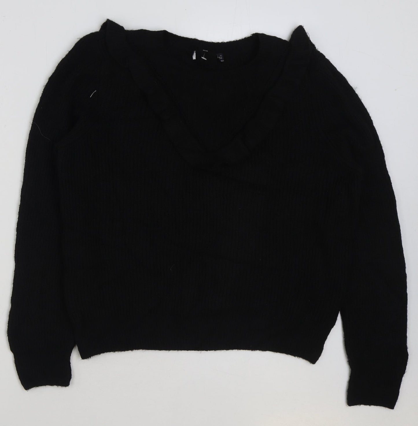 Marks and Spencer Womens Black Round Neck Acrylic Pullover Jumper Size 14