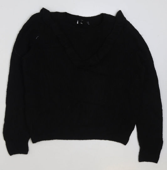 Marks and Spencer Womens Black Round Neck Acrylic Pullover Jumper Size 14