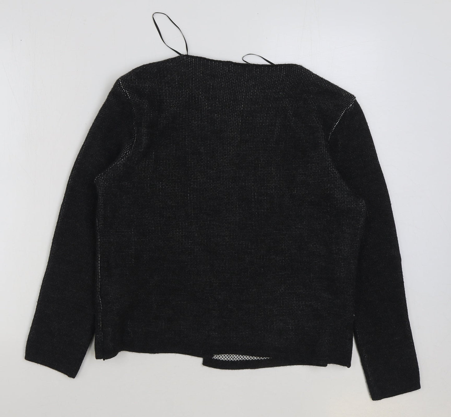 Debenhams Womens Grey Round Neck Acrylic Cardigan Jumper Size 14