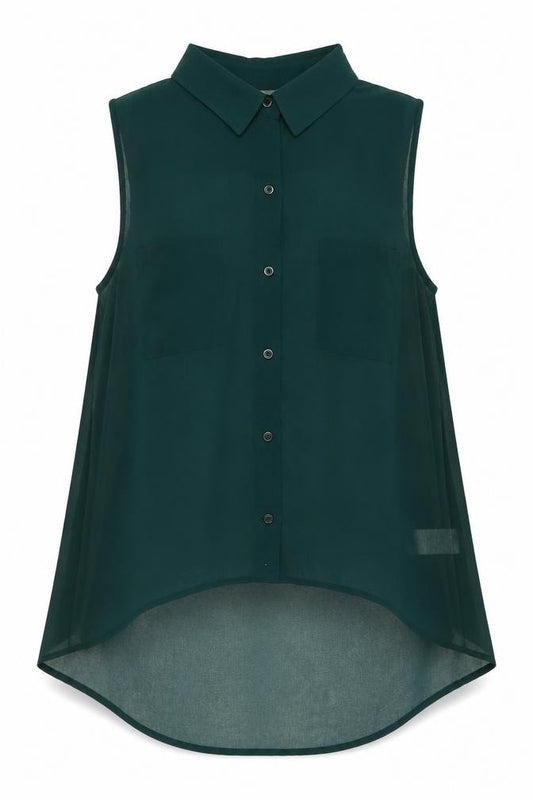 New Look Womens Green Polyester Jersey Button-Up Size 8 Collared