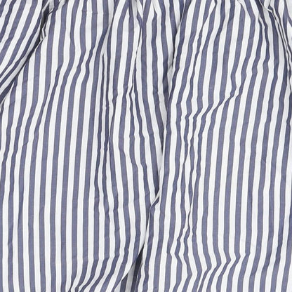 Marks & Spencer Womens Blue Striped Polyester Basic T-Shirt Size 14 Off the Shoulder