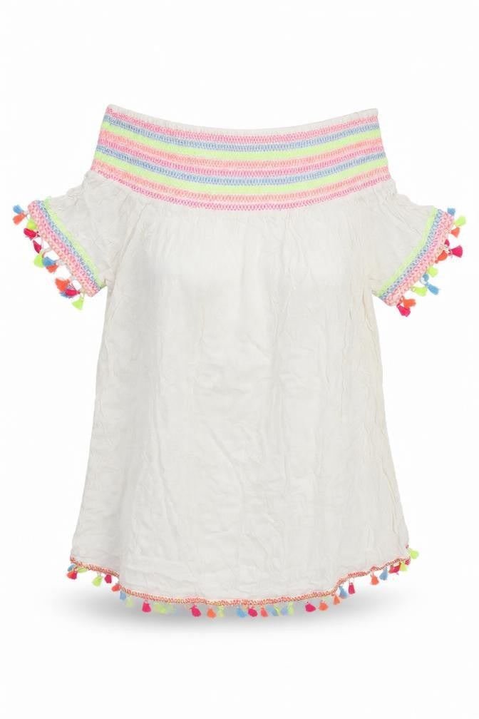 Primark Womens White Polyester Mini Size M Off the Shoulder Pullover