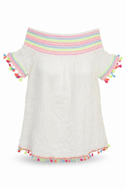 Primark Womens White Polyester Mini Size M Off the Shoulder Pullover