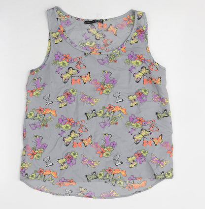 Preloved Atmosphere Womens Grey Geometric Polyester Basic Tank Size 12 Round Neck - Butterfly Pattern - Front
