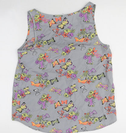Preloved Atmosphere Womens Grey Geometric Polyester Basic Tank Size 12 Round Neck - Butterfly Pattern - Back