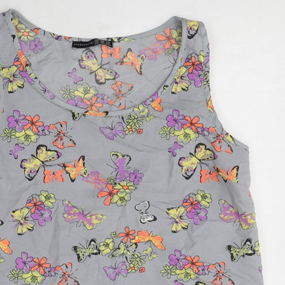 Preloved Atmosphere Womens Grey Geometric Polyester Basic Tank Size 12 Round Neck - Butterfly Pattern - Detail