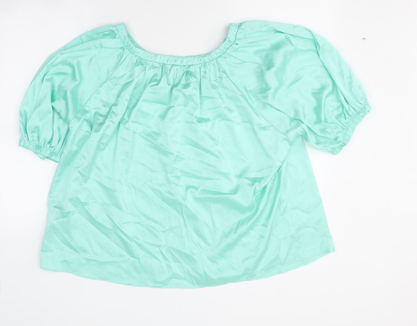 Marks and Spencer Womens Green Polyester Basic T-Shirt Size 12 Round Neck