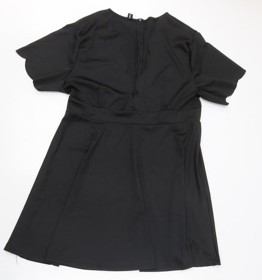 Blood Chic Womens Black Polyester Skater Dress One Size Round Neck Zip - Sizes 14-28