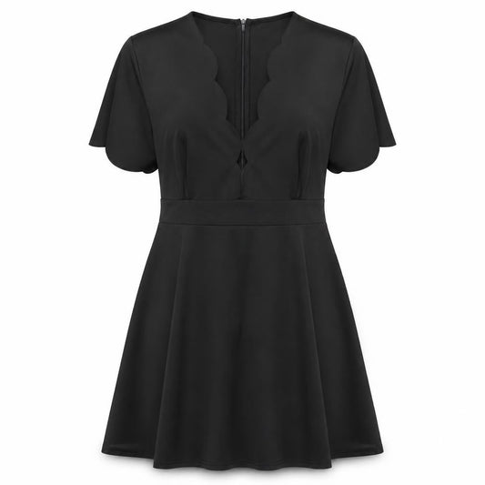 Blood Chic Womens Black Polyester Skater Dress One Size Round Neck Zip - Sizes 14-28