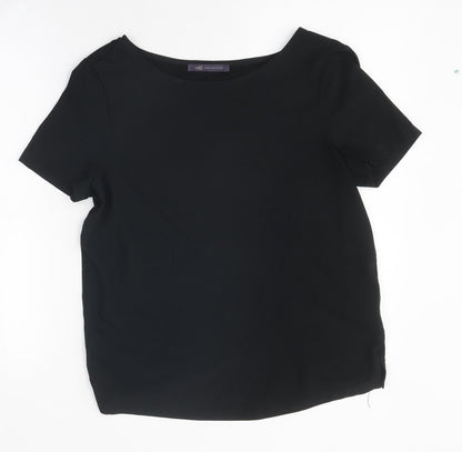 Marks & Spencer Womens Black Polyester Basic T-Shirt Size 8 Round Neck