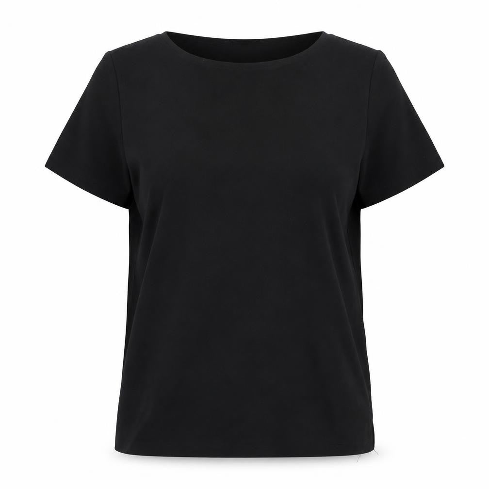 Marks & Spencer Womens Black Polyester Basic T-Shirt Size 8 Round Neck