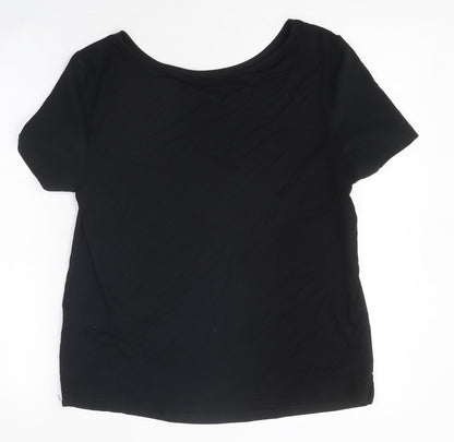 Marks & Spencer Womens Black Polyester Basic T-Shirt Size 8 Round Neck