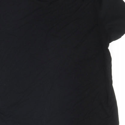 Marks & Spencer Womens Black Polyester Basic T-Shirt Size 8 Round Neck